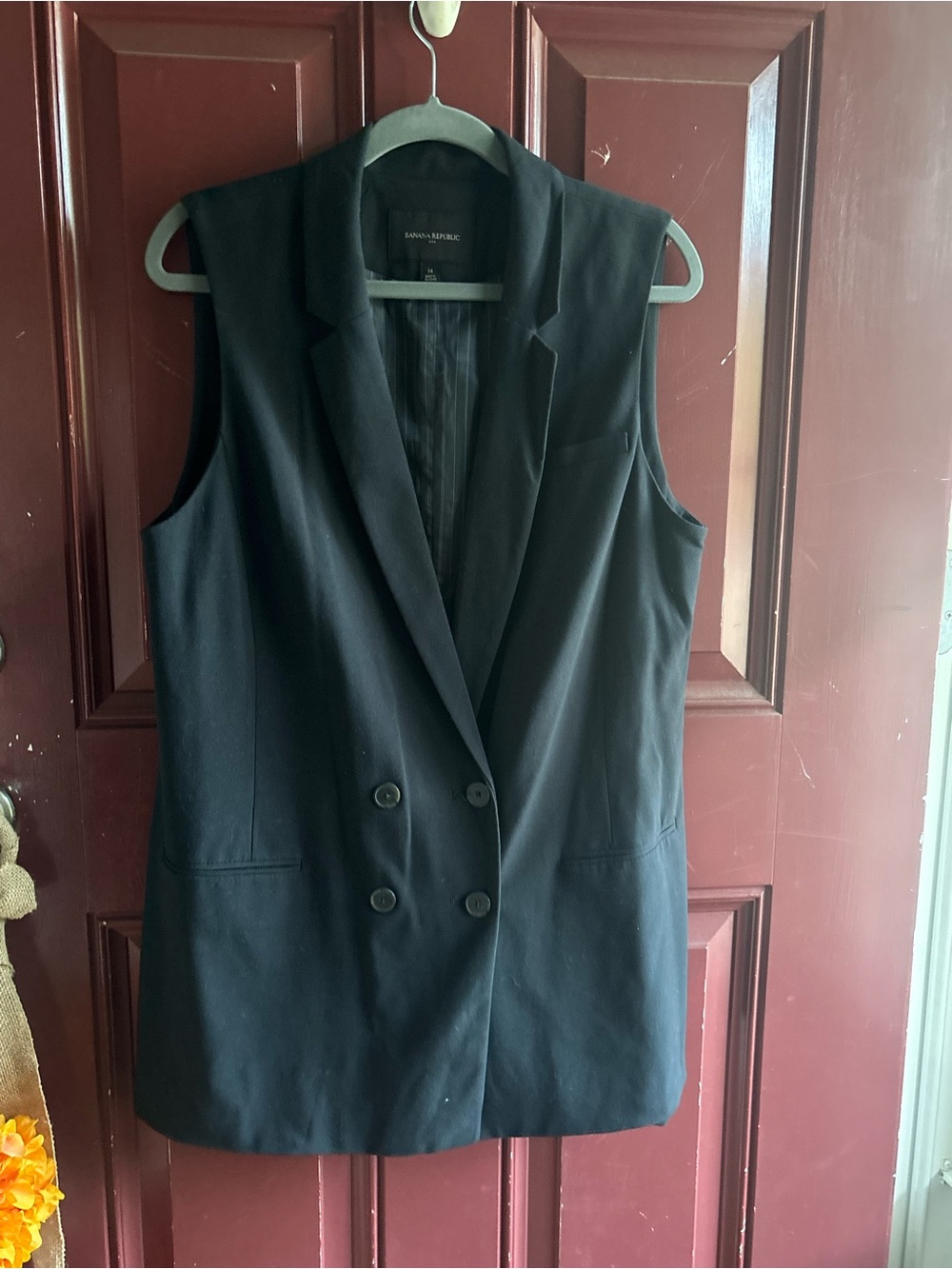 Banana Republic Women's Sleeveless Double-Breasted Blazer Vest - Black